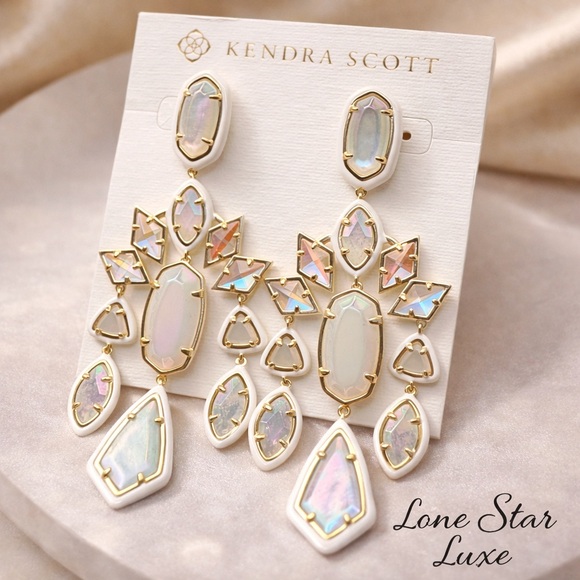 Kendra Scott Gwen Earrings IridescentRare/HTFGold/White Opal Crystal